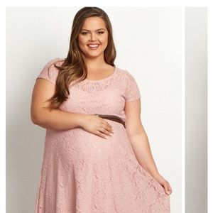 Pink lace maternity dress